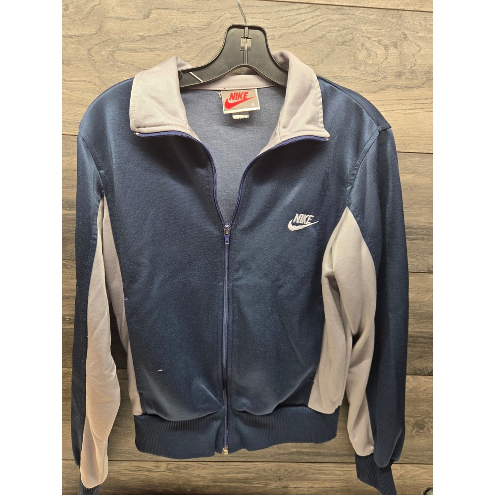 Vintage Nike Track Jacket Grey Tag Navy Blue Grey Full Zip Mens‎ Small 70s 80s
